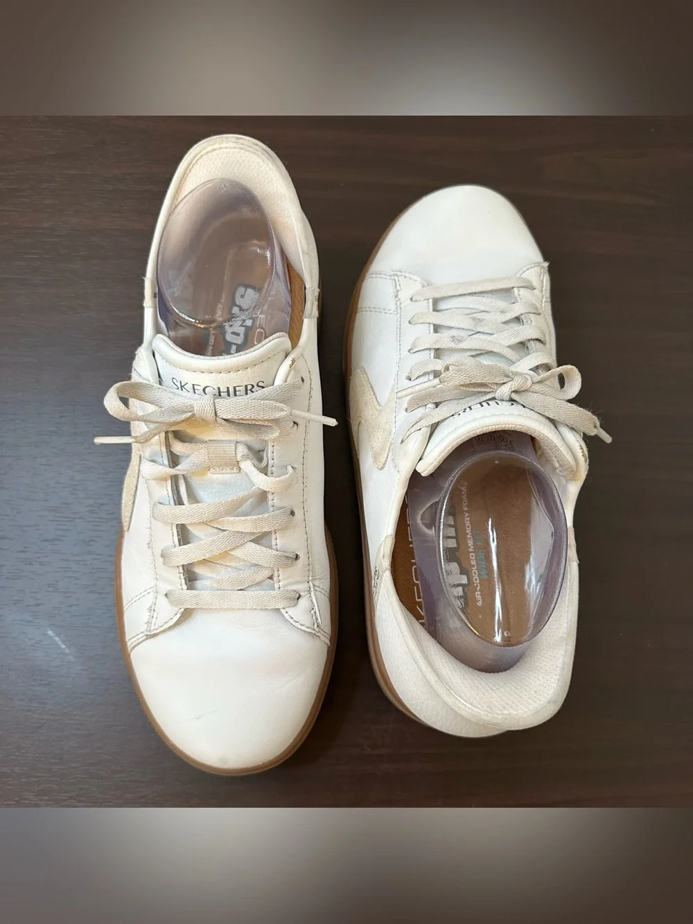SKECHERS Eden LX Strando Hands-Free Slip-ins Lace-Up Sneakers White 8.5 Wide